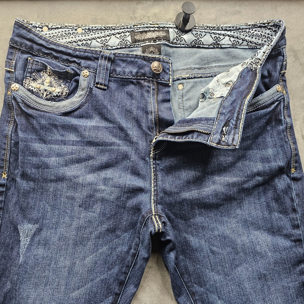 CELLO JEANS Women 16 Dark Wash Fleur De Lis Embellished Bootcut Denim YW-10396-P
